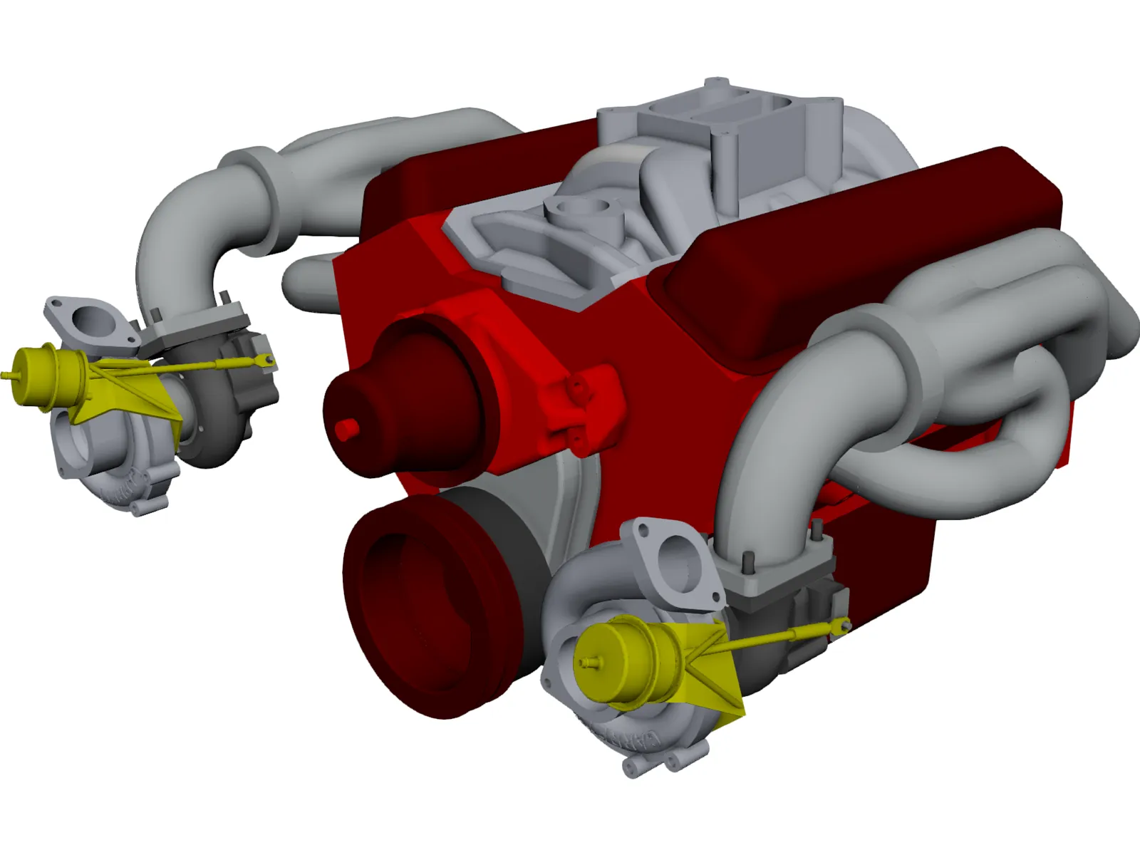 SBC Dual Turbo Engine 3D Model