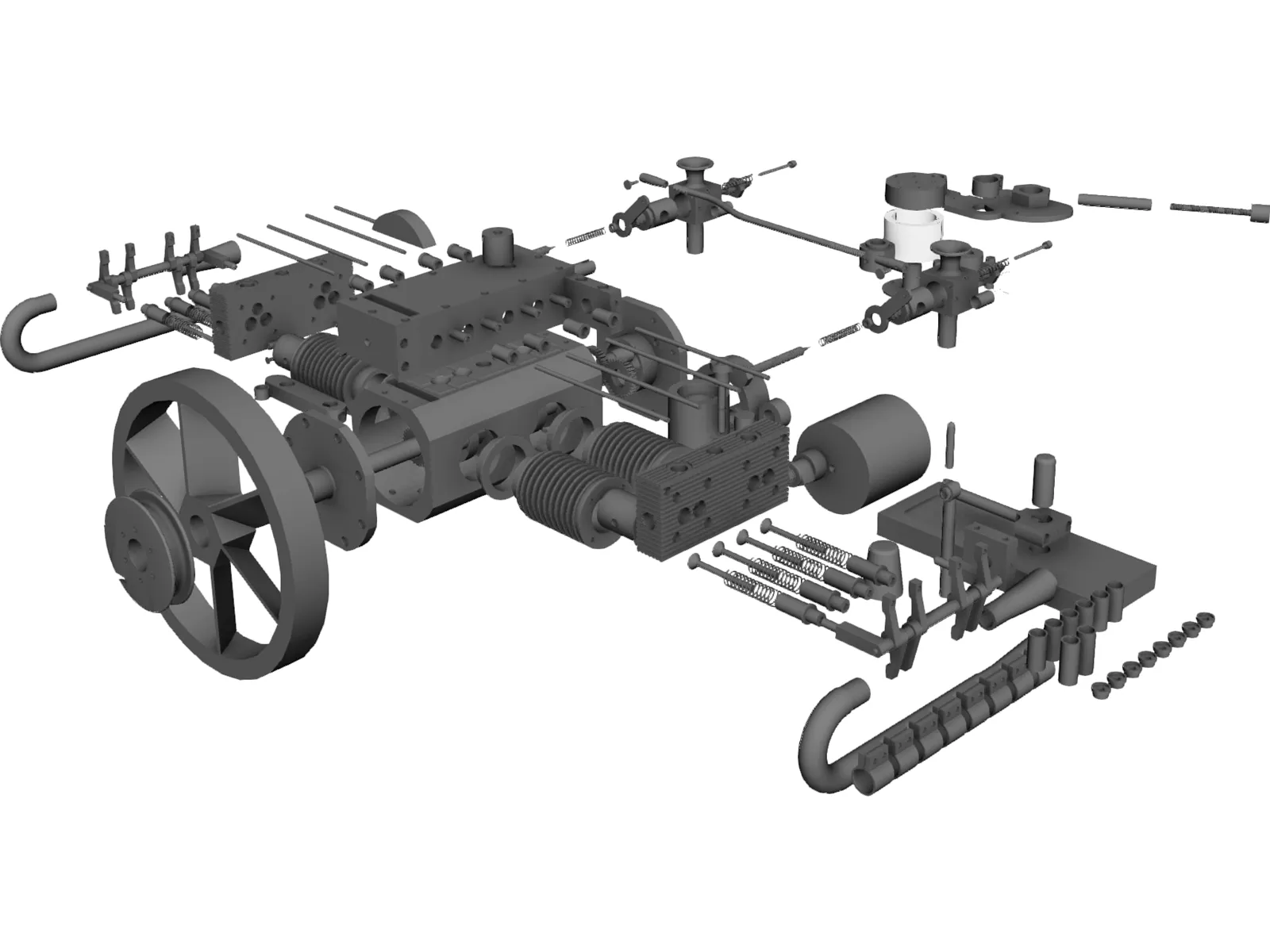 4-Cylinder Boxer Engine 3D Model