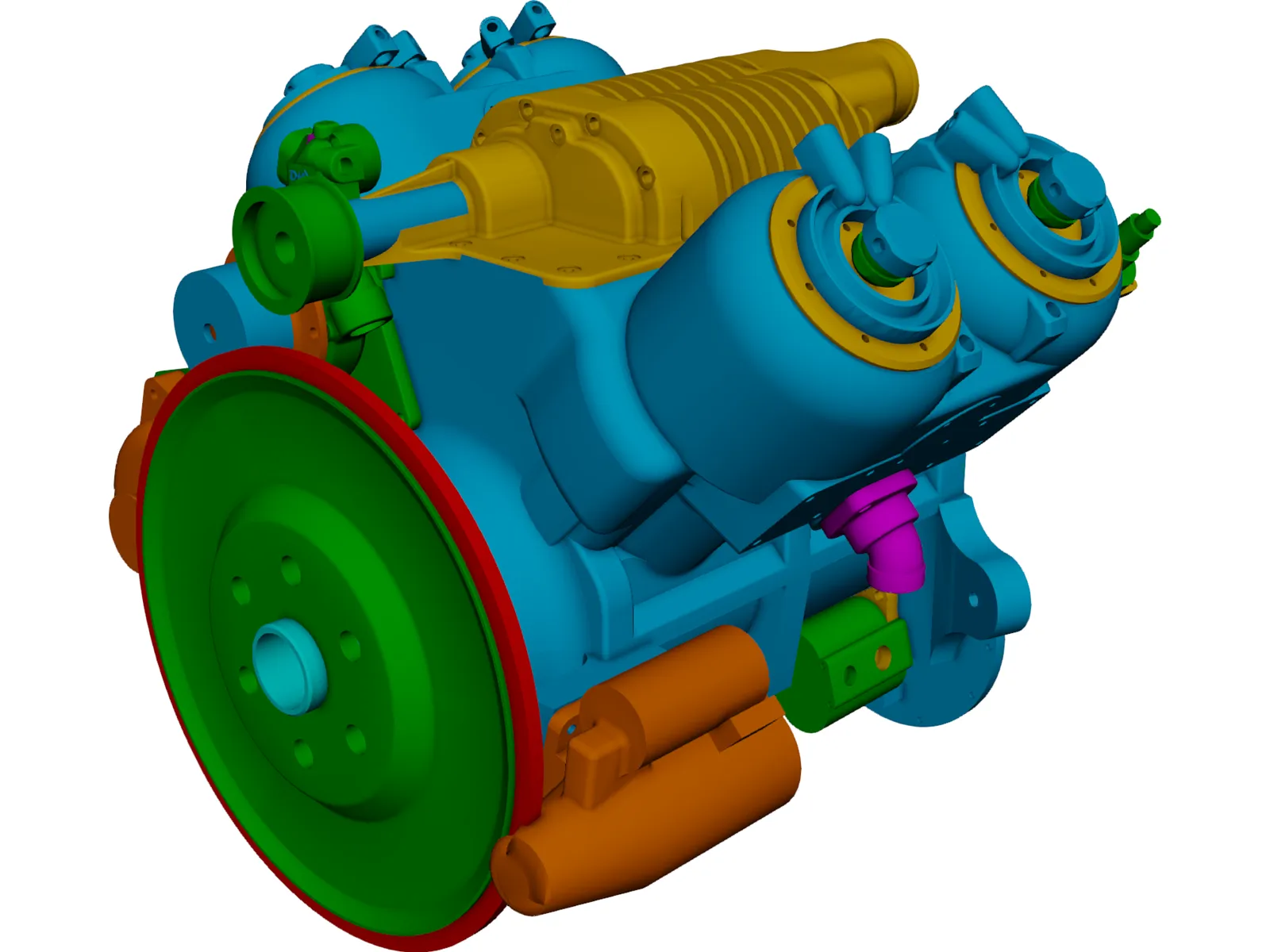 V4 Engine 3D Model
