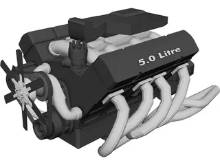 V8 5.0 Litre Engine 3D Model