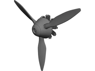 9-Cylinder Rotor Engine 3D Model