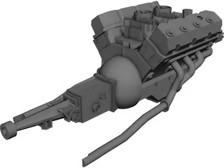 Ford Mustang Engine 3D Model