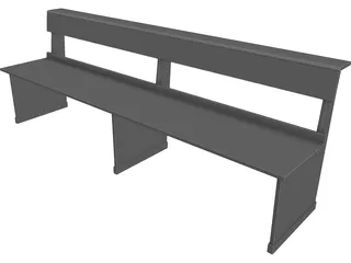 Church Bench Long 3D Model