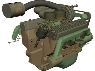 Ford Supercharged V8 Engine 3D Model