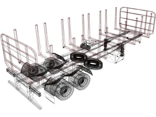 Wood Trailer 3D Model