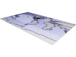 World Earth Flat with States 3D Model