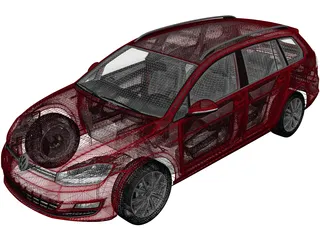 Volkswagen Golf Variant (2014) 3D Model