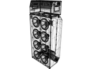 Ampeg Bass Amp with Speaker 3D Model