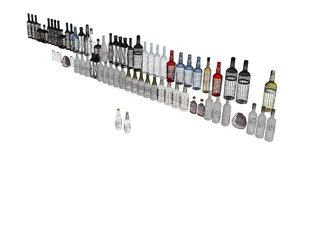 Bar Bottles Collection 3D Model