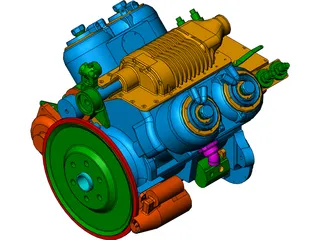 V4 Engine 3D Model