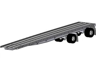 Semi Flat Bed Trailer 45 Foot 3D Model