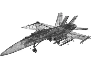 F-18D with Landing Gear 3D Model