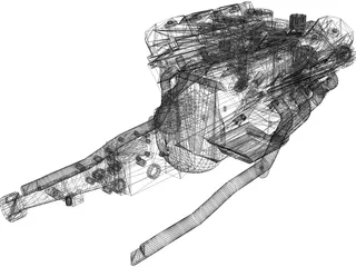 Ford Mustang Engine 3D Model