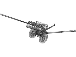 ZiS-2 57mm Anti-Tank Gun M1943 3D Model