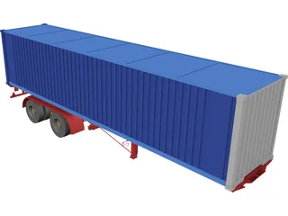 Renault Magnum Container Trailer 3D Model