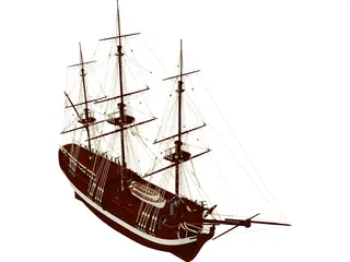 Schooner Frigate Constitution Class 3D Model