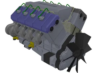 V8 Turbo Diesel Engine 3D Model