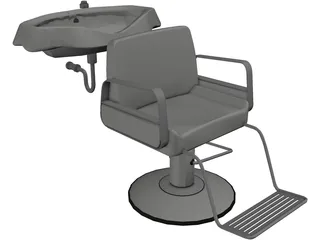 Hair Salon Washing Chair 3D Model
