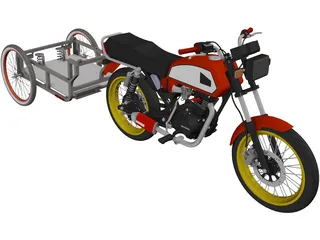 Honda ML 125 with Trailer 3D Model