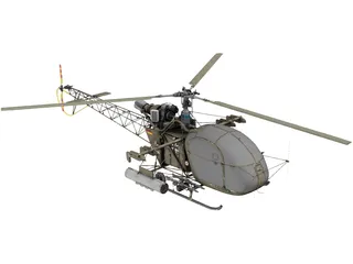Aerospatiale SA 313B Alouette II 3D Model