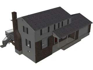 House 2-Story Suburban Colonial 3D Model