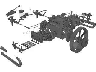 4-Cylinder Boxer Engine 3D Model