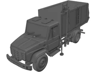 GAZ-3309 Garbage Truck 3D Model
