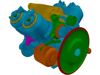 V4 Engine 3D Model