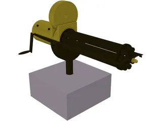 Gatling Gun Hand-Crank 3D Model