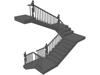 Stair with 3 Flights and 3 Landings 3D Model