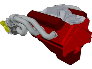 SBC Dual Turbo Engine 3D Model