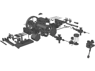 4-Cylinder Boxer Engine 3D Model