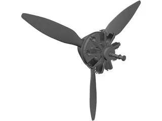 9-Cylinder Rotor Engine 3D Model