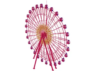 Amusement Park Wonder Wheel 3D Model