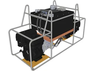 Hydraulic Station with 2 Honda GX 390 3D Model