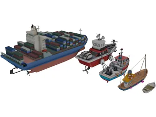 Boats Collection 3D Model