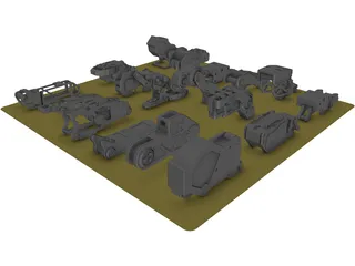 Hard Surface Kitbash Pack 1 Set 2 3D Model