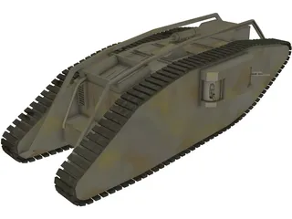 British MK1 World War 1 Era Tank 3D Model