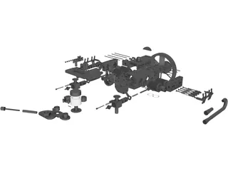 4-Cylinder Boxer Engine 3D Model