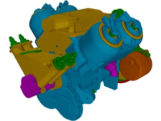 V4 Engine 3D Model