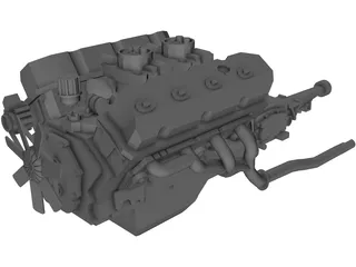 Ford Mustang Engine 3D Model