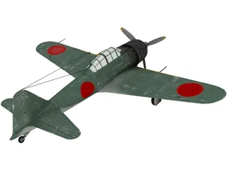 A6M Zero with Landing Gear 3D Model