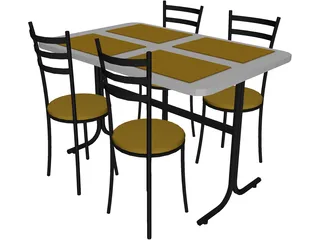 Table And Chairs Snack Bar 3D Model