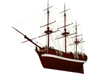 Schooner Frigate Constitution Class 3D Model