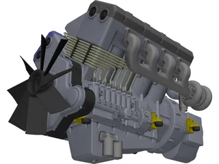 V8 Turbo Diesel Engine 3D Model