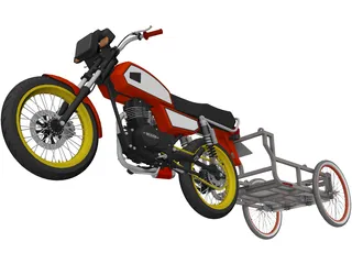 Honda ML 125 with Trailer 3D Model