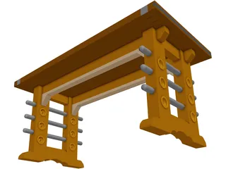 Butcher Block Table 3D Model