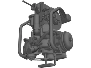 Citroen 2CV Engine 3D Model