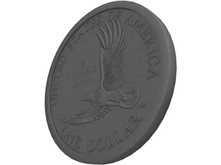 Coin Gold Dollar 3D Model