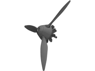 9-Cylinder Rotor Engine 3D Model